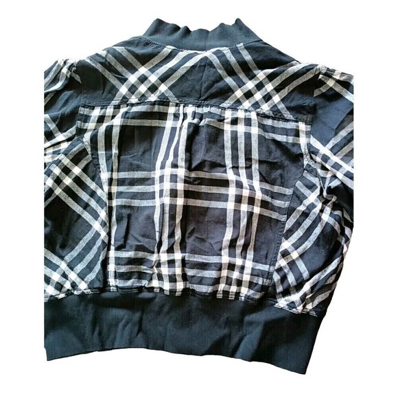 Cato Jacket Size 22/24 Short Sleeve Plaid  Black White  Plaid Cropped Bomber - Picture 3 of 7